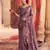 Heavy aari work satin saree for women lilac party wear