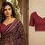 navy blue printed chanderi cotton ready to wear saree with unstitched blouse