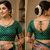 brown printed chanderi cotton ready to wear saree with unstitched blouse