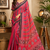 dark pink printed chanderi cotton ready to wear saree with unstitched blouse