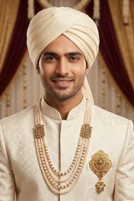   groom sherwani necklace moti mala layered for wedding | groom mala with brooch set 6