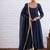 Navy blue scallop border anarkali kurta set for women