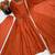 Rust orange solid anarkali kurta with pants and dupatta set