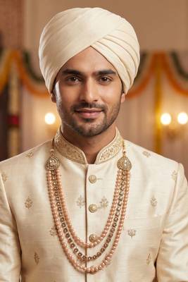   pearl beads dulha groom sherwani mala for   for wedding | layered mala | perfect for groom 5