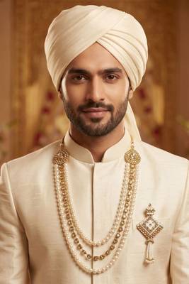   groom sherwani necklace moti mala layered for wedding | groom mala with brooch set 6