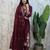 Women Maroon Embroidered Kurta Set with Dupatta
