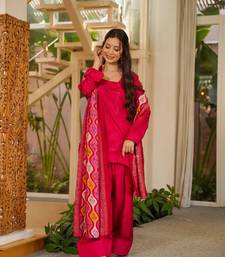 Women's Beautiful Solid Silk Crepe Fabric Straight Kurta Patiala and Dupatta Set