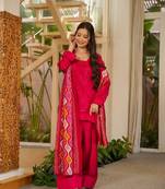 Women's Beautiful Solid Silk Crepe Fabric Straight Kurta Patiala and Dupatta Set