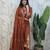 Women Rust Embroidered Kurta Set with Dupatta 