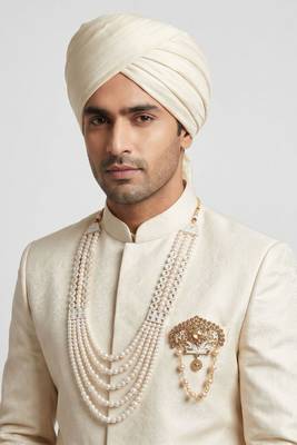 Premium Beaded Groom Mala with Elegant Brooch 6