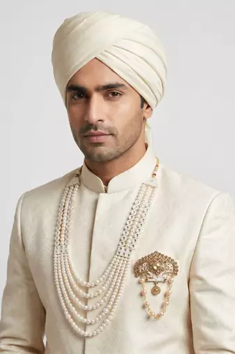 Premium Beaded Groom Mala with Elegant Brooch