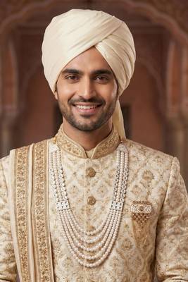 Premium Beaded Groom Mala with Elegant Brooch 6