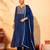 Women's Beautiful Embroidery Work Vichitra Silk Fabric Flared Kurta Pant and Dupatta Set