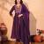 Women's Beautiful Embroidery Work Vichitra Silk Fabric Flared Kurta Pant and Dupatta Set