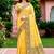 Sangam prints yellow cotton blend woven work traditional saree
