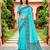 Sangam prints teal blue cotton blend woven work traditional saree