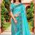 Sangam prints teal blue cotton blend woven work traditional saree