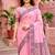 Sangam prints pink cotton blend woven work traditional saree