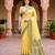 Sangam prints yellow cotton blend woven work traditional saree