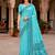 Sangam prints teal blue cotton blend woven work traditional saree