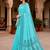 Sangam prints teal blue cotton blend woven work traditional saree