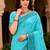 Sangam prints teal blue cotton blend woven work traditional saree