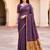 Sangam prints violet cotton blend woven work traditional saree