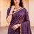 Sangam prints violet cotton blend woven work traditional saree
