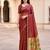 Sangam prints maroon cotton blend woven work traditional saree