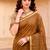 Sangam prints mustard brown cotton blend woven work traditional saree