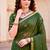 Sangam prints mehndi green cotton blend woven work traditional saree