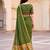 Sangam prints mehndi green cotton blend woven work traditional saree
