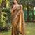 Olive Color embroidery And sequence work Satin Saree
