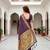 Sangam prints violet cotton blend woven work traditional saree