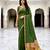 Sangam prints mehndi green cotton blend woven work traditional saree