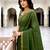 Sangam prints mehndi green cotton blend woven work traditional saree