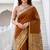 Sangam prints mustard brown cotton blend woven work traditional saree