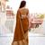 Sangam prints mustard brown cotton blend woven work traditional saree