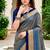 Sangam prints steel grey cotton blend woven work traditional saree