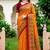 Sangam prints mustard yellow cotton blend woven work traditional saree
