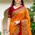 Sangam prints mustard yellow cotton blend woven work traditional saree