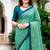 Sangam prints mint green cotton blend woven work traditional saree