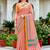 Sangam prints peach pink cotton blend woven work traditional saree