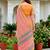 Sangam prints peach pink cotton blend woven work traditional saree