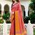 Sangam prints brick red mustard cotton blend woven work traditional saree