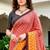 Sangam prints brick red mustard cotton blend woven work traditional saree