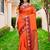 Sangam prints bright orange silk woven work traditional saree