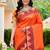 Sangam prints bright orange silk woven work traditional saree