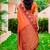 Sangam prints bright orange silk woven work traditional saree