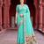 Sangam prints aqua green cotton blend woven work traditional saree